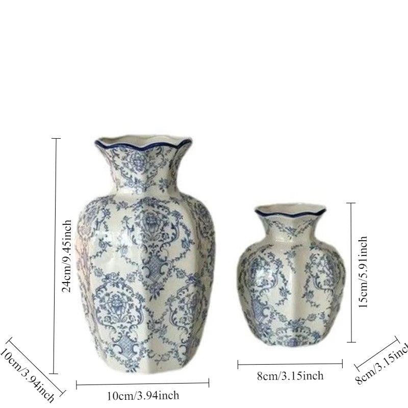 Vaso de porcelana azul e branco pintado à mão, decoração elegante para casa, sala de estar, entrada, desktop, arranjo de flores, exibição, 1 peça