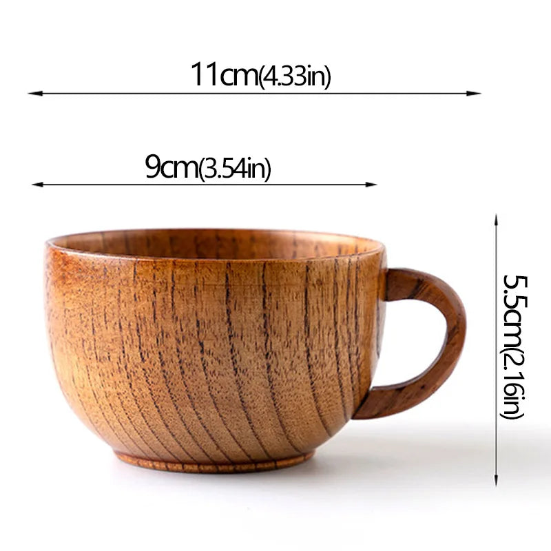 Copos retrô de madeira natural com barriga grande, estilo japonês, copo de água e leite, café, cerveja, chá, artesanal, natural, cozinha, bar, copos
