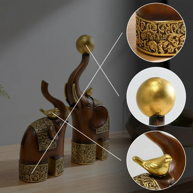 Escultura de Animal com Imitação de Madeira, Artesanato Criativo em Resina para Decoração de Quarto, Sala de Estar, Estudo, Entrada e Mesa