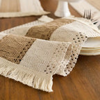 1/4/6 peças de Jogos Americanos Retangulares Estilo Fazenda, com Borlas Tecidas. Ideal para Decorar Mesas de Jantar e Cozinha