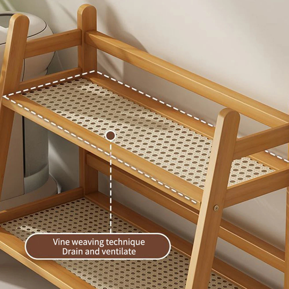 Prateleira de bambu para armazenamento de temperos, 2 camadas, rack de armazenamento de cozinha, organizador de armário de mesa, rack de exibição, barra de café, balcão, suporte de copo
