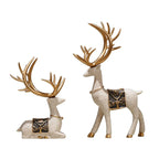 2 pçs/set resina veado estatueta elk estátua rena bonito veado escultura natal casa desktop painel do carro decoração artesanato presente