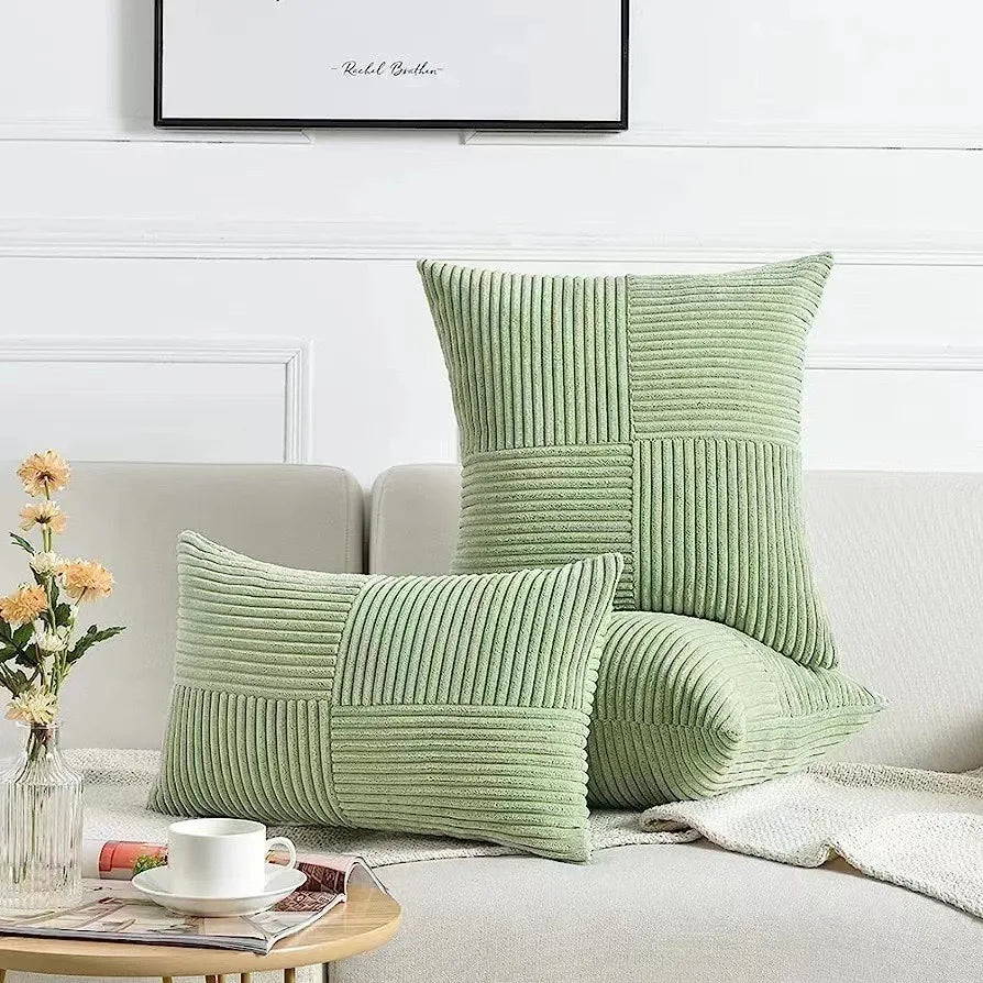 Estilo simples poliéster capa de almofada listra capa de almofada branco bege rosa cor sólida fronha para sofá sala estar decoração casa