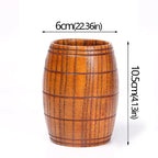 Copos retrô de madeira natural com barriga grande, estilo japonês, copo de água e leite, café, cerveja, chá, artesanal, natural, cozinha, bar, copos
