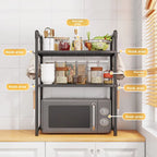 Rack de armazenamento de cozinha multiuso - Prateleira ajustável espessada para micro-ondas, forno, organizador de bancada com ganchos de ferramentas
