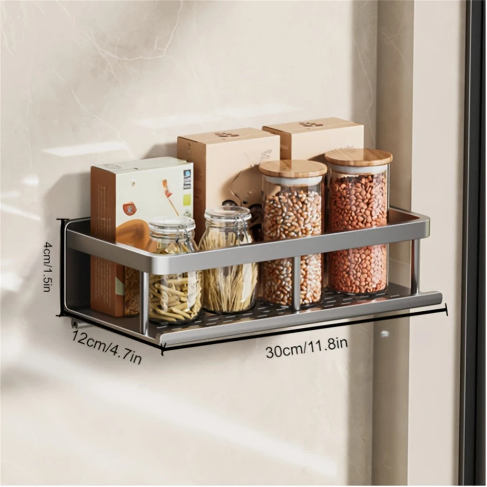 Rack de armazenamento multifuncional com haste, prateleira de temperos, parede, itens de cozinha, 1