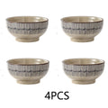 Conjunto de 2/4 Tigelas de Cerâmica Espessas de 4,5 Polegadas - Tigelas para Salada/Arroz/Sobremesa/Sopa/Macarrão, Design em Cores Subesmaltadas, Seguras para Micro-ondas