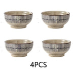 Conjunto de 2/4 Tigelas de Cerâmica Espessas de 4,5 Polegadas - Tigelas para Salada/Arroz/Sobremesa/Sopa/Macarrão, Design em Cores Subesmaltadas, Seguras para Micro-ondas