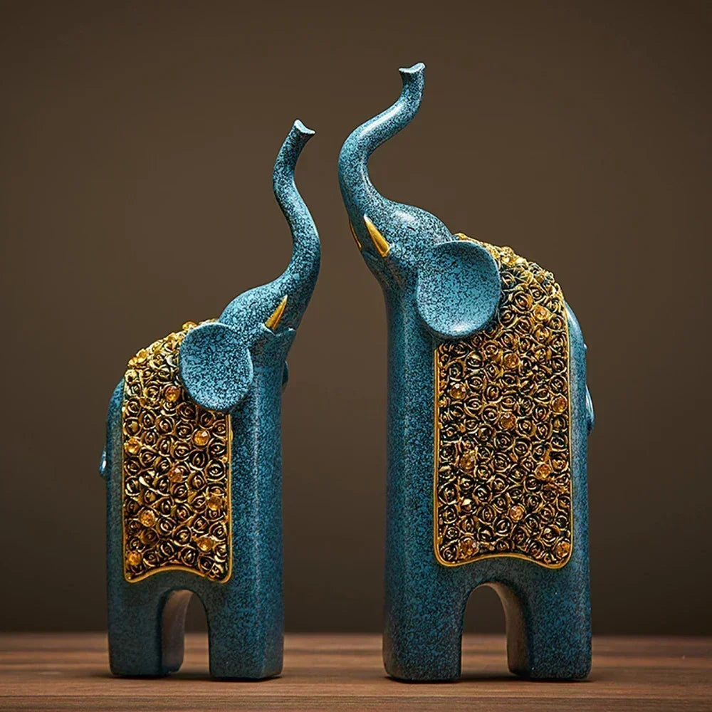 Criativo Retro Resina Artesanato, Elefante Ornamento, Home Office, Sala De Estar, Entrada Pública, Decoração Desktop, Presente, 2pcs