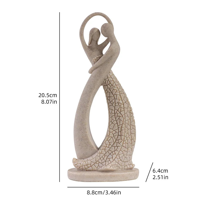 Estatueta de arenito para amantes de estilo europeu, decoração de casa artesanal de resina para sala de estar, presente de dia dos namorados