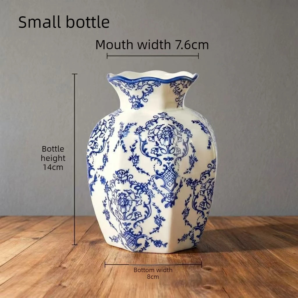 Vasos decorativos de porcelana azul e branca chinesa, vasos de cerâmica retrô, decorações para casa, sala de estar, escritório, artesanato, presentes.