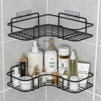 Montado na parede do banheiro prateleira de canto armazenamento ferro chuveiro dreno cesta cosméticos rack shampoo titular organizador do banheiro prateleiras parede