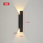 Lâmpadas de parede à prova dwaterproof água ao ar livre tira luzes de parede de alumínio 18w led preto lâmpada de parede quarto exterior luminárias ao ar livre
