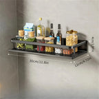 Rack de armazenamento multifuncional com haste, prateleira de temperos, parede, itens de cozinha, 1