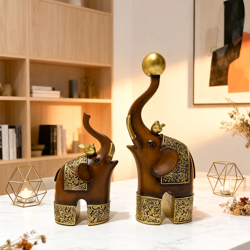 Escultura de Animal com Imitação de Madeira, Artesanato Criativo em Resina para Decoração de Quarto, Sala de Estar, Estudo, Entrada e Mesa