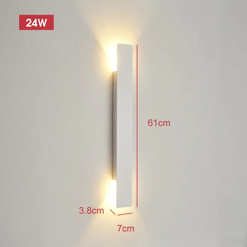 Lâmpadas de parede à prova dwaterproof água ao ar livre tira luzes de parede de alumínio 18w led preto lâmpada de parede quarto exterior luminárias ao ar livre