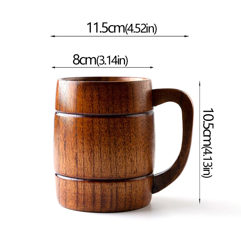 Copos retrô de madeira natural com barriga grande, estilo japonês, copo de água e leite, café, cerveja, chá, artesanal, natural, cozinha, bar, copos