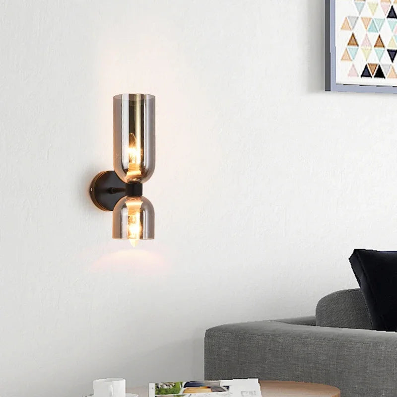 Luminária de parede de vidro moderna e minimalista, luxuosa, para quarto, cabeceira, decoração nórdica, corredor, escada, iluminação artística