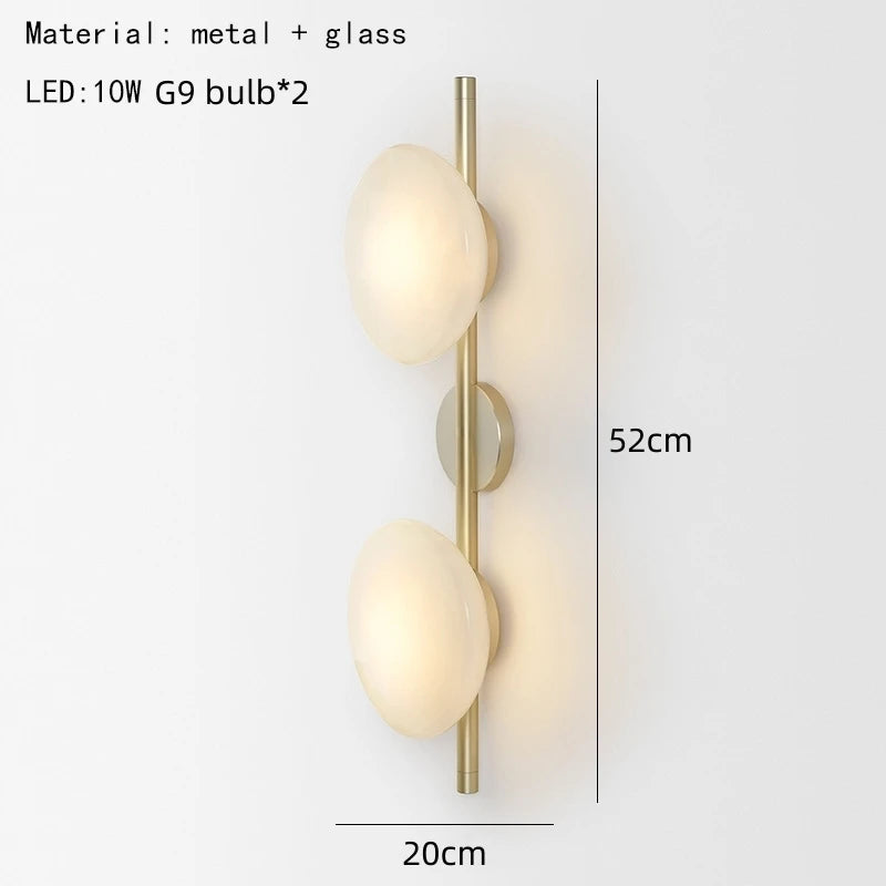Nordic cinza branco vidro transparente 20cm luz de parede ouro preto metal lâmpada g9 para quarto salão restaurante corredor arandela