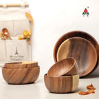 Tigela de madeira de acácia natural estilo japonês, tigela de sopa de arroz, recipiente de armazenamento de alimentos, salada, tigelas de frutas, utensílios de cozinha