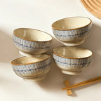 Conjunto de 2/4 Tigelas de Cerâmica Espessas de 4,5 Polegadas - Tigelas para Salada/Arroz/Sobremesa/Sopa/Macarrão, Design em Cores Subesmaltadas, Seguras para Micro-ondas