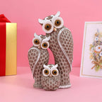 Família linda de três estátuas de coruja, decoração de casa, estátuas de coruja em prateleiras, decoração de coruja para amantes de coruja