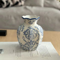 Vaso de porcelana azul e branco pintado à mão, decoração elegante para casa, sala de estar, entrada, desktop, arranjo de flores, exibição, 1 peça