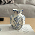 Vaso de porcelana azul e branco pintado à mão, decoração elegante para casa, sala de estar, entrada, desktop, arranjo de flores, exibição, 1 peça
