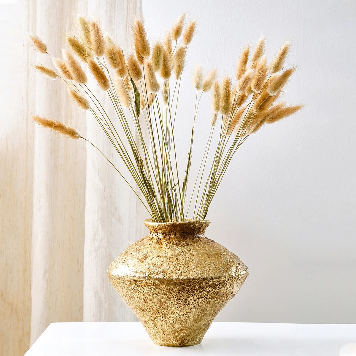 1 peça, um vaso decorativo em forma de jarra de terraço retrô, um vaso decorativo de casa com jarra de terraço dourada antiga