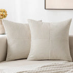 Estilo simples poliéster capa de almofada listra capa de almofada branco bege rosa cor sólida fronha para sofá sala estar decoração casa