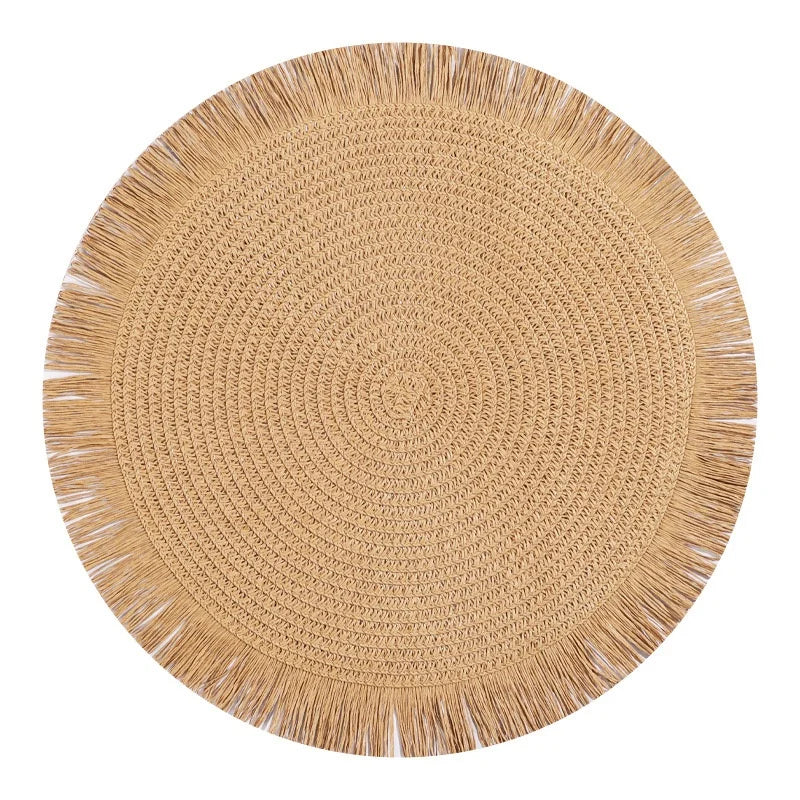 Sousplats Trançados com Franjas para Cozinha e Sala de Jantar, Resistentes ao Calor, Estilo Minimalista com Base Antiderrapante