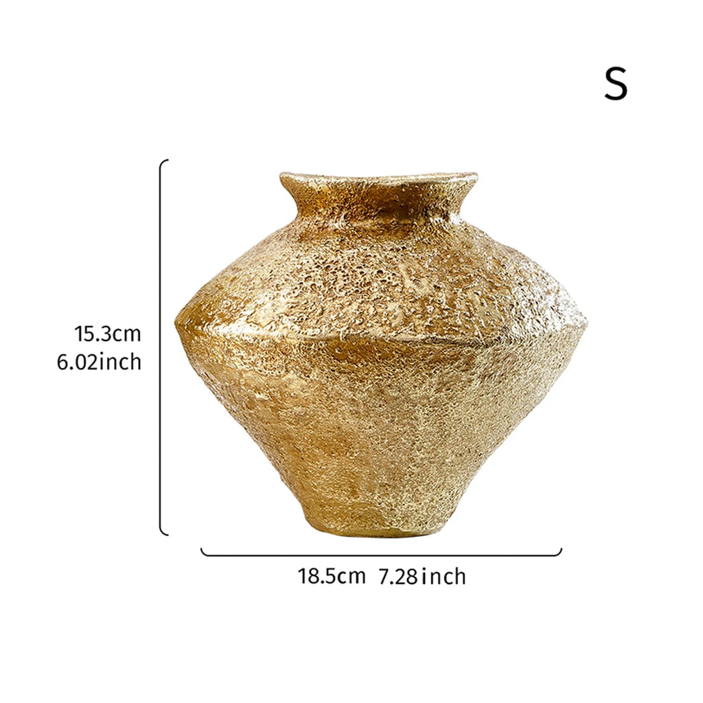 1 peça, um vaso decorativo em forma de jarra de terraço retrô, um vaso decorativo de casa com jarra de terraço dourada antiga