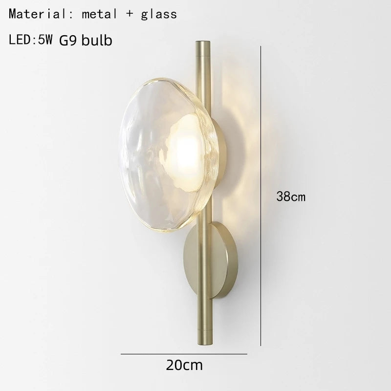 Nordic cinza branco vidro transparente 20cm luz de parede ouro preto metal lâmpada g9 para quarto salão restaurante corredor arandela