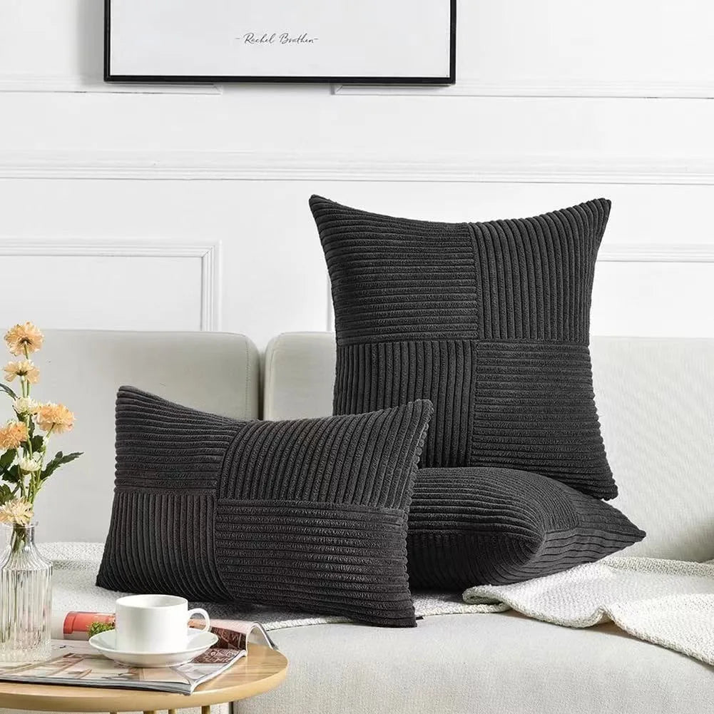 Estilo simples poliéster capa de almofada listra capa de almofada branco bege rosa cor sólida fronha para sofá sala estar decoração casa