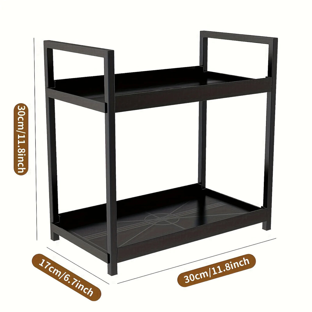 Mesa de Maquiagem com Design de Duas Camadas, Prateleira de Armazenamento para Banheiro, Organizador de Cuidados com a Pele e Cosméticos, Prateleira de Bancada para Escritório em Casa