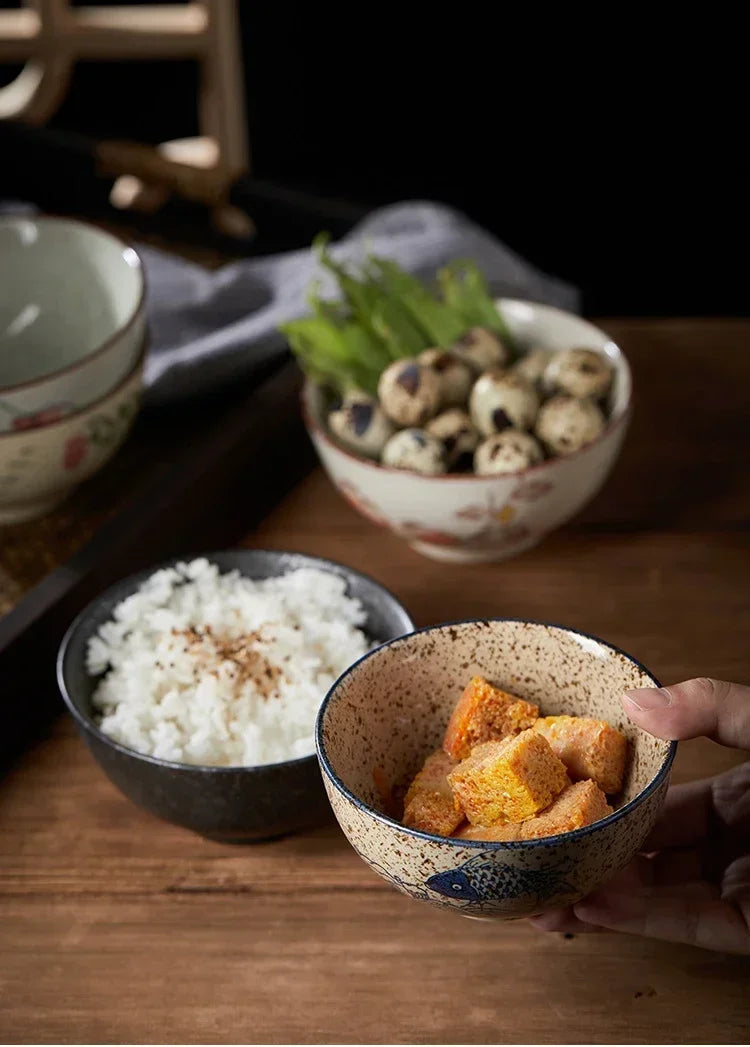 Japonês Retro Household Cerâmica Arroz Bowl, Restaurante e Home Louça, Comendo Pratos, Tigela de Sopa, 4,5 em