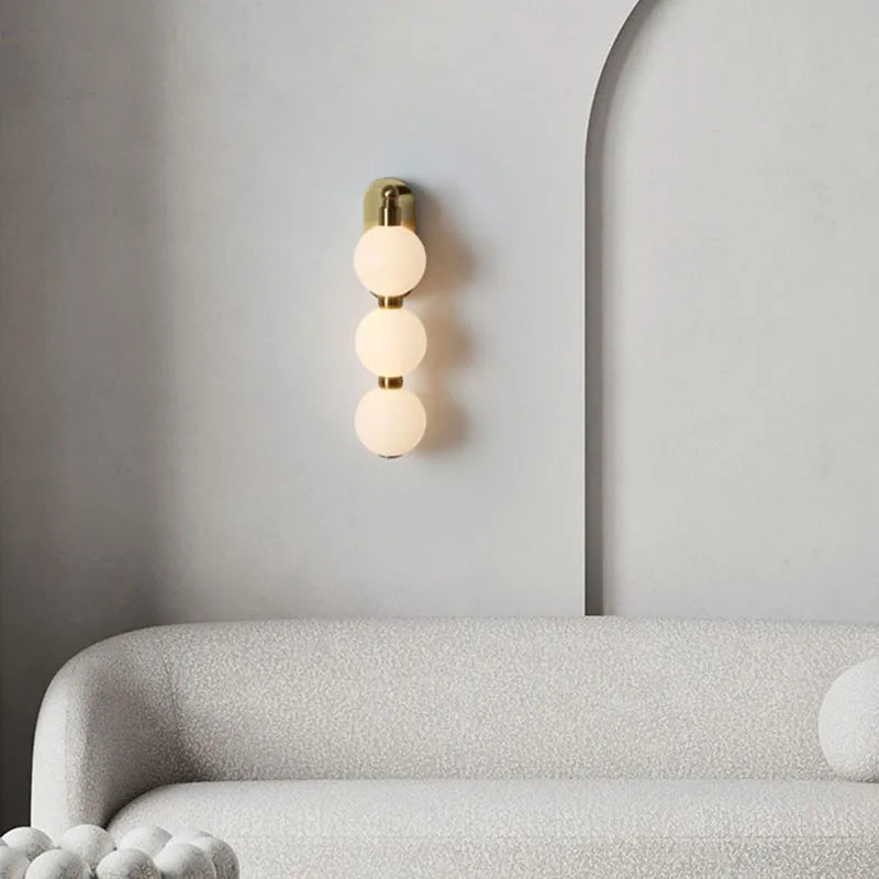 Luminárias de parede com bolas de acrílico brancas, com dimmer ajustável, metal dourado, para sala de estar, quarto, escadas, corredor, envio direto
