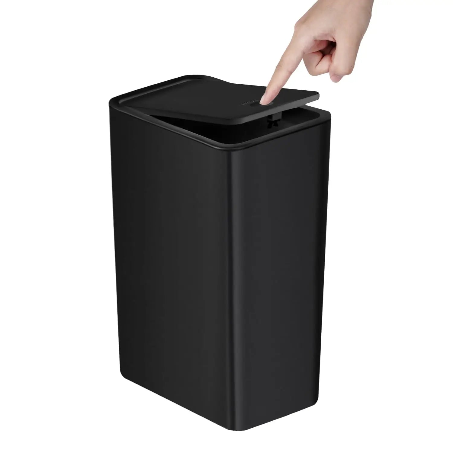 Lixeira de banheiro 10L lata de lixo pequena com tampa superior de imprensa para banheiro, quarto, sala de estar – cesto de lixo de plástico com tampa pop-up