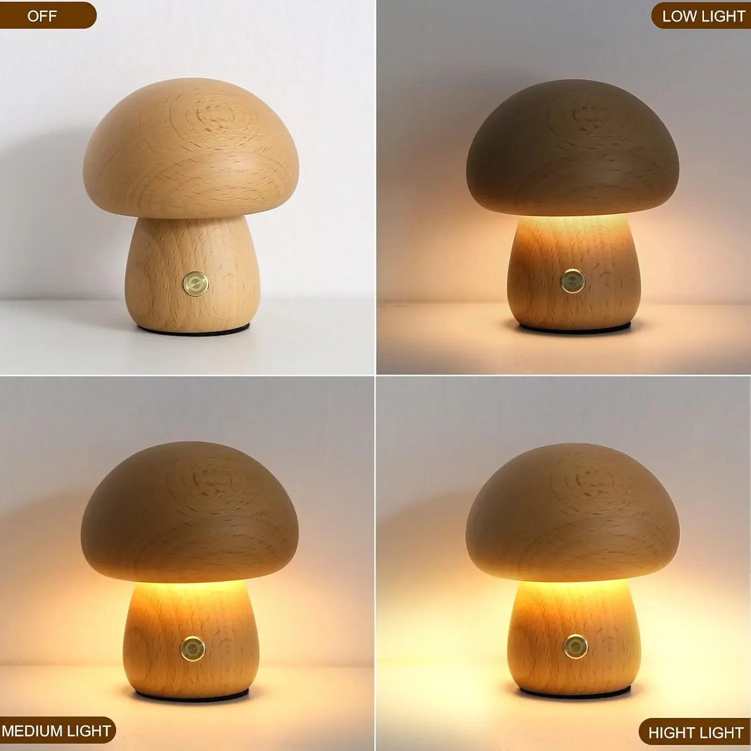 Cogumelo candeeiro de mesa recarregável toque portátil quarto cabeceira luz da noite bonito pequeno regulável lâmpada para decoração casa