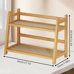 Prateleira de bambu para armazenamento de temperos, 2 camadas, rack de armazenamento de cozinha, organizador de armário de mesa, rack de exibição, barra de café, balcão, suporte de copo