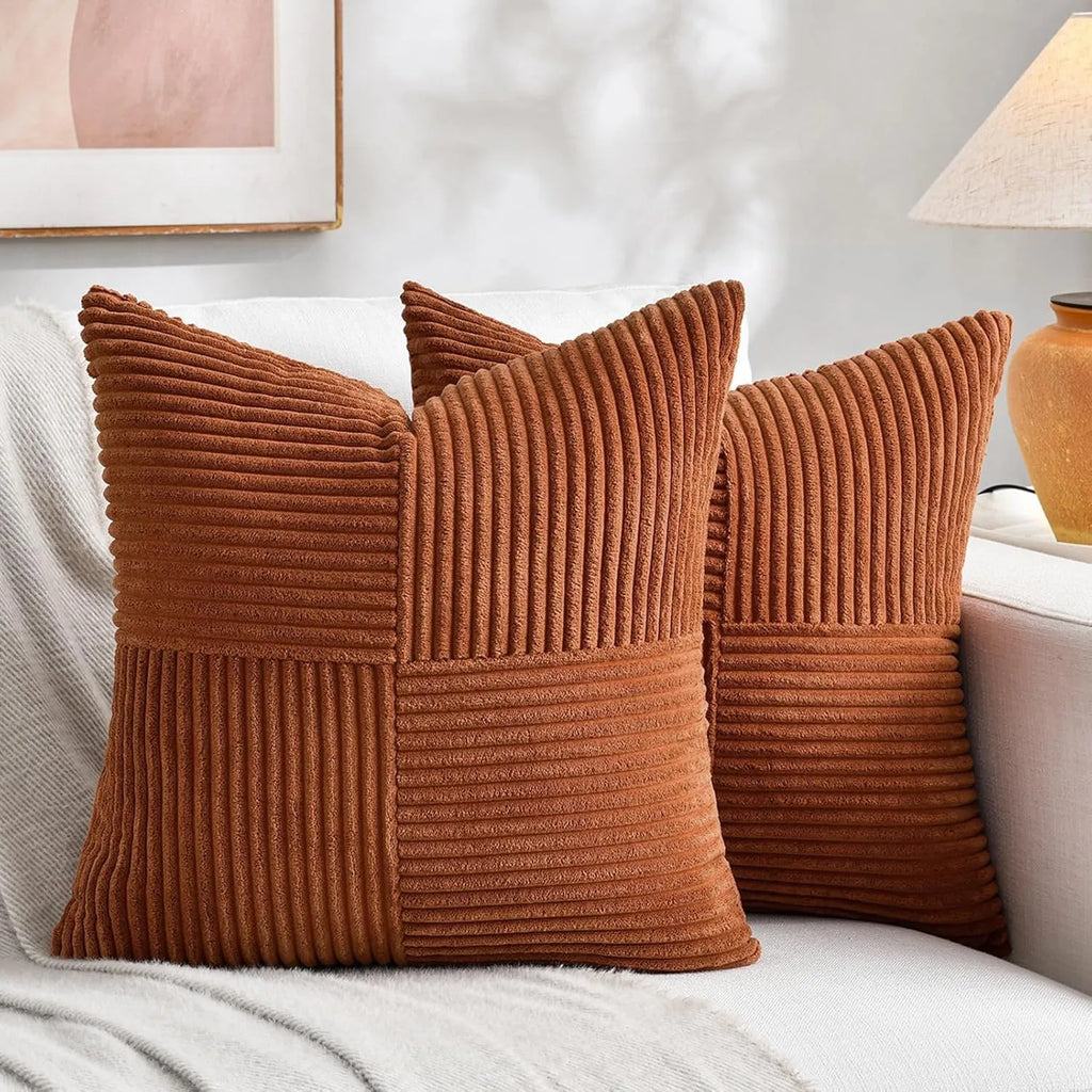 Ruggine boho decorativo lance travesseiro cobre 18x18 Polegada para sofá cama, fazenda outono decoração de casa, macio corss veludo retalhos