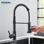 Rozin-Deck Torneira De Cozinha Montada, Torneira Misturadora, Rotação De 360 Graus, Bico De Pulverizador De Corrente, Pia De Cozinha, Torneiras Quentes E Frias