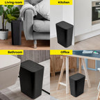 Lixeira de banheiro 10L lata de lixo pequena com tampa superior de imprensa para banheiro, quarto, sala de estar – cesto de lixo de plástico com tampa pop-up