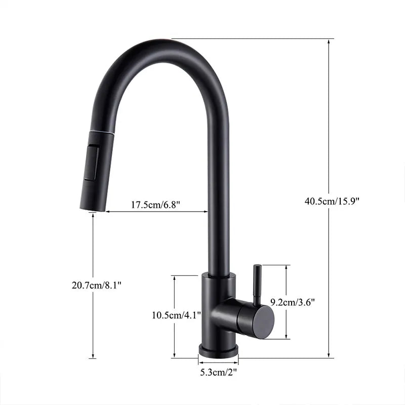 Torneira de Cozinha Black Matte 2 Modos de Controle