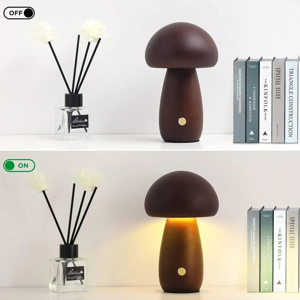 Cogumelo candeeiro de mesa recarregável toque portátil quarto cabeceira luz da noite bonito pequeno regulável lâmpada para decoração casa