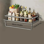 Rack de armazenamento multifuncional com haste, prateleira de temperos, parede, itens de cozinha, 1