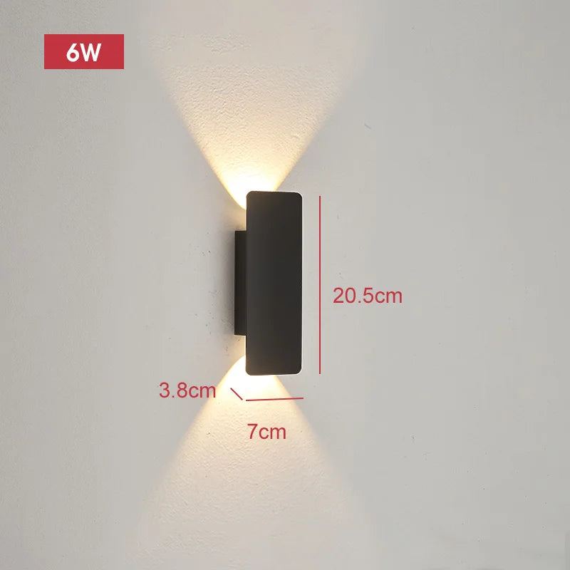 Lâmpadas de parede à prova dwaterproof água ao ar livre tira luzes de parede de alumínio 18w led preto lâmpada de parede quarto exterior luminárias ao ar livre