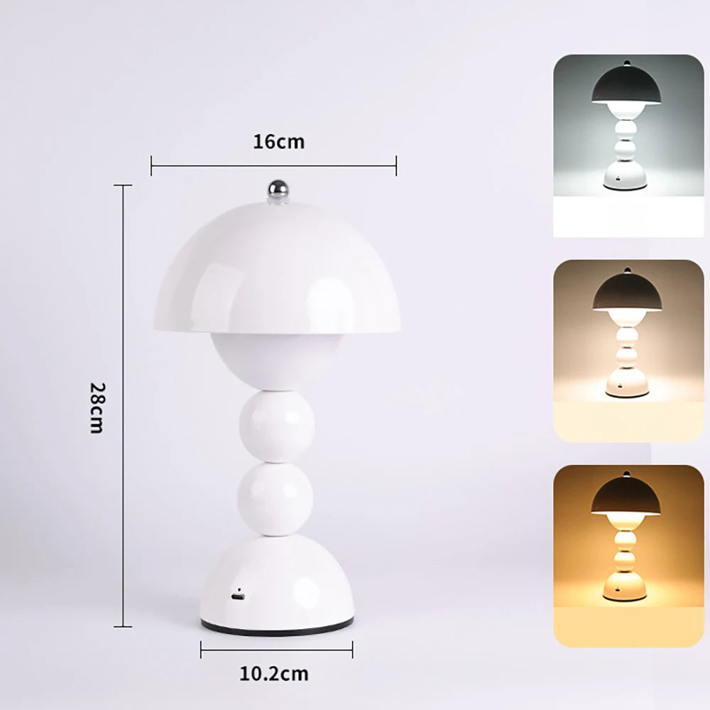 Luminária de Mesa LED Nórdica com Interruptor Táctil, 3 Cores, Dimerização Contínua, Luminária Criativa para Decoração de Casa e Escritório