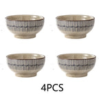 Conjunto de 2/4 Tigelas de Cerâmica Espessas de 4,5 Polegadas - Tigelas para Salada/Arroz/Sobremesa/Sopa/Macarrão, Design em Cores Subesmaltadas, Seguras para Micro-ondas