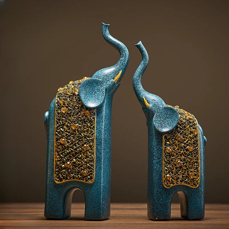 Criativo Retro Resina Artesanato, Elefante Ornamento, Home Office, Sala De Estar, Entrada Pública, Decoração Desktop, Presente, 2pcs